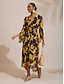abordables Robes Maxi-Abstract Floral Waist defined Chiffon Maxi Dress