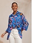 economico bluse-Satin Floral Dot Dolman Sleeve Shirt