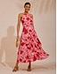 economico Vestiti maxi-Vacation Floral Chiffon Maxi Dress