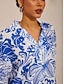 economico bluse-camicetta blu leggera effetto lino St Barth Blooms