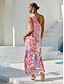 cheap Maxi Dresses-Blush&amp;Beast Silky Satin Pink Paisley Maxi Dress