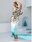 cheap Maxi Dresses-Gradient Tiger Silky Satin Vacation Satin Dress
