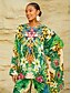 cheap Blouses-Tropical Temptation Flowy Chiffon Dolman Sleeve Blouse