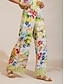cheap Pants-Holiday Citrus Garden Airy Linen Look Wide Leg Pants