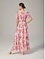 cheap Maxi Dresses-Floral Bloom Flowy Chiffon Tiered Maxi Dress
