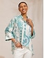 cheap Blouses-Celadon Bloom Story Silky Satin Dolman Sleeve Shirt