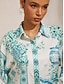 cheap Blouses-Celadon Bloom Story Silky Satin Dolman Sleeve Shirt