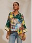 preiswerte Blusen-Santorini Sommer-Chiffon-Hemd mit Dolman-Ärmeln und City-Print