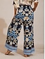 cheap Pants-Summer Night Palm Silky Satin Wide Leg Pants