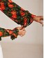 abordables Sale-Women's Elegant Floral Print V Neck Puff Sleeve Vacation Shirt
