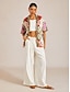 cheap Blouses-Hawaii Palm Airy Linen Look Floral Shirt
