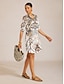 cheap Mini Dresses-Vintage Leopard Jewelry Silky Satin Straight Shirt Dress