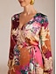 cheap Maxi Dresses-Sunset Bloom Reverie Silky Satin Floral Maxi Dress