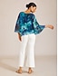 economico bluse-Top a strati in chiffon con fantasia Ocean Bloom