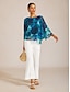 economico bluse-Top a strati in chiffon con fantasia Ocean Bloom