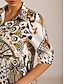 cheap Mini Dresses-Vintage Leopard Jewelry Silky Satin Straight Shirt Dress