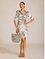 cheap Mini Dresses-Vintage Leopard Jewelry Silky Satin Straight Shirt Dress