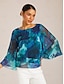 economico bluse-Top a strati in chiffon con fantasia Ocean Bloom