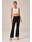 cheap Pants-Elegant Slight Stretch Cropped Flared Pants