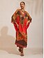 billige Maxikjoler-Scarlet Tigress Flowy Chiffon Shirred Kaftan