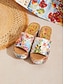abordables sandalias-Mules de tacón alto de lona con diseño de jardín de cítricos navideño