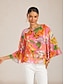 billige bluser-vill hibiskus drøm flagrende chiffon lagdelt topp
