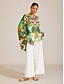cheap Blouses-Tropical Temptation Flowy Chiffon Dolman Sleeve Blouse