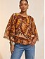 abordables blouses-haut fluide en mousseline à volants avec papillons de la jungle