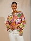 cheap Blouses-Wild Hibiscus Dream Silky Satin Dolman Sleeve Top