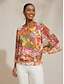 cheap Blouses-Wild Hibiscus Dream Flowy Chiffon Layered Top