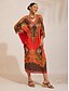 billige Maxikjoler-Scarlet Tigress Flowy Chiffon Shirred Kaftan