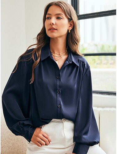  Satin elegante Mode Hemd Bluse