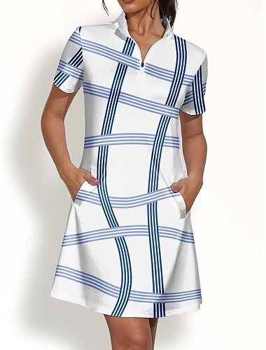 Damen Golfkleid Blau Kurzarm Sonnenschutz Kleider Damen-Golfkleidung, Kleidung, Outfits, Kleidung