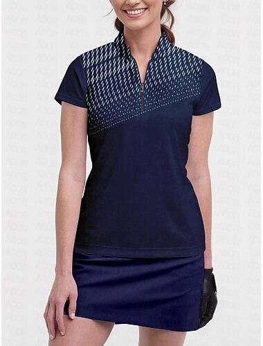  Mulheres Camisa polo de caminhada Azul Marinho Escuro Manga Curta Proteção Solar Blusas Roupas femininas de golfe, roupas, roupas, roupas
