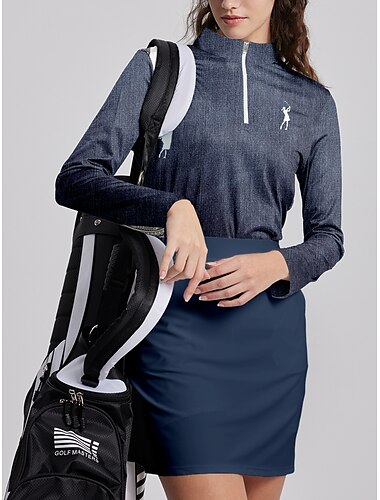  Per donna POLO Blu Manica lunga Protezione solare Superiore Autunno Inverno Abbigliamento da golf da donna Abbigliamento Abiti Abbigliamento