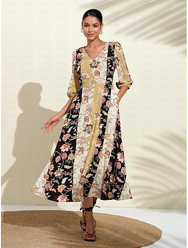 Floral Maxi Weddig Guest Dress with Pocket