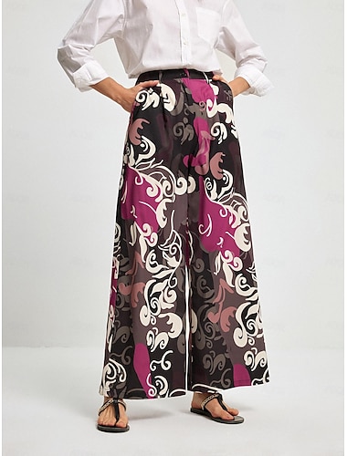  Satin Casual Straight Full-Length Trousers