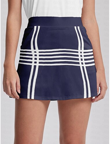  Dame Tennis Nederdel Golf nederdel Hvid Mørkeblå Underdele Blomstret Stribe Dame golf påklædning Tøj Outfits Bær tøj