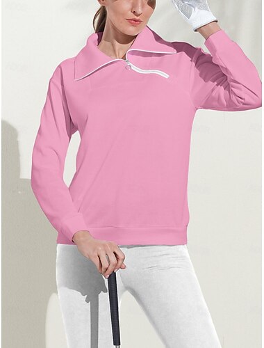  Mulheres Moletom Branco Rosa claro Manga Longa Térmico / Quente Blusas Roupas femininas de golfe, roupas, roupas, roupas