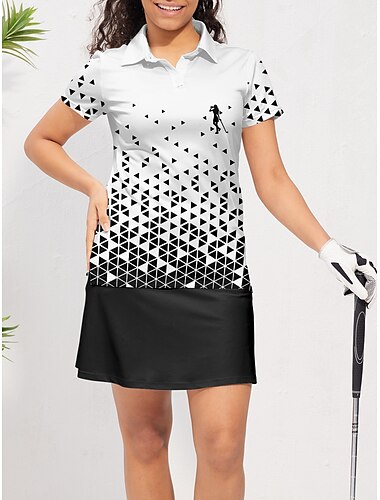  Women's Golf Polo Shirt White Short Sleeve Sun Protection Top Ladies Golf Attire Clothes Outfits Wear Apparel