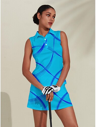  Dame POLO T-skjorte Himmelblå Ermeløs Topper Dame golfantrekk Klær Antrekk Bruk klær