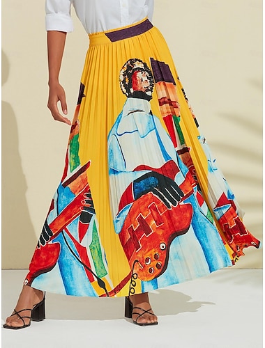  falda de playa alta con estampado artístico