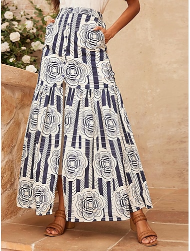  100% Cotton Floral Print Wedding Guest Maxi Skirt