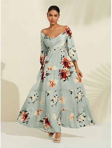  Print Satin Lace up Maxi Dress