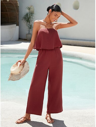  Cotton Strapless Relaxed Jumpsuit