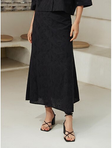  Embroidered Cotton Maxi Skirt