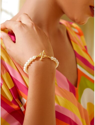  Damen Ketten- & Glieder-Armbänder Gold Messing Perlen Elegant Modisch