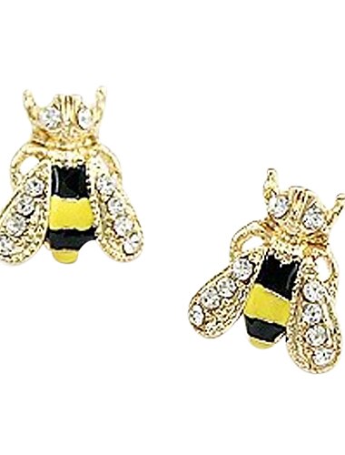 Women's Synthetic Diamond Ear Piercing Stud Earrings Animal Ladies Luxury Fashion Cute Rhinestone Gold Plated Imitation Diamond Earrings Jewelry Yellow For