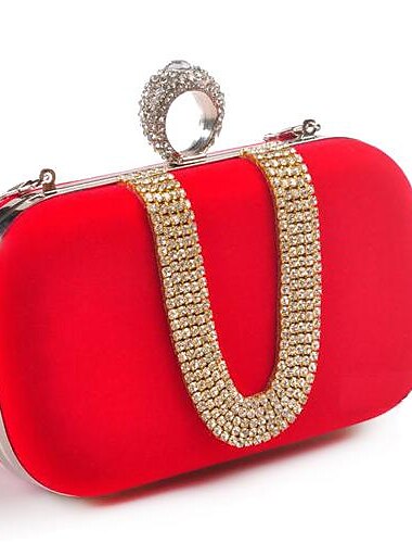 Femme Pochette Polyester Mariage Soirée Détail Cristal Noir Rouge Bleu