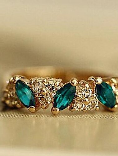 Band Ring Synthetic Emerald Marquise Cut Silver Gold Alloy Love Ladies Fashion / Women's